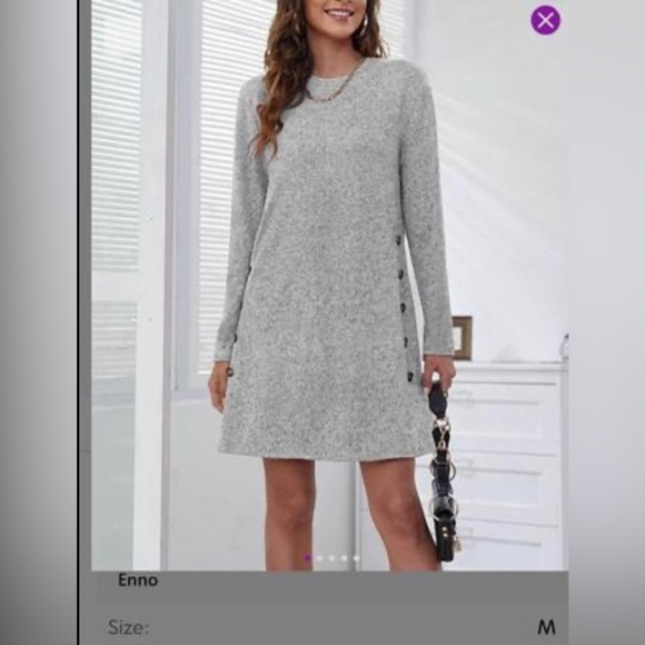 Size medium, gray shift dress with button detail - Picture 1 of 2